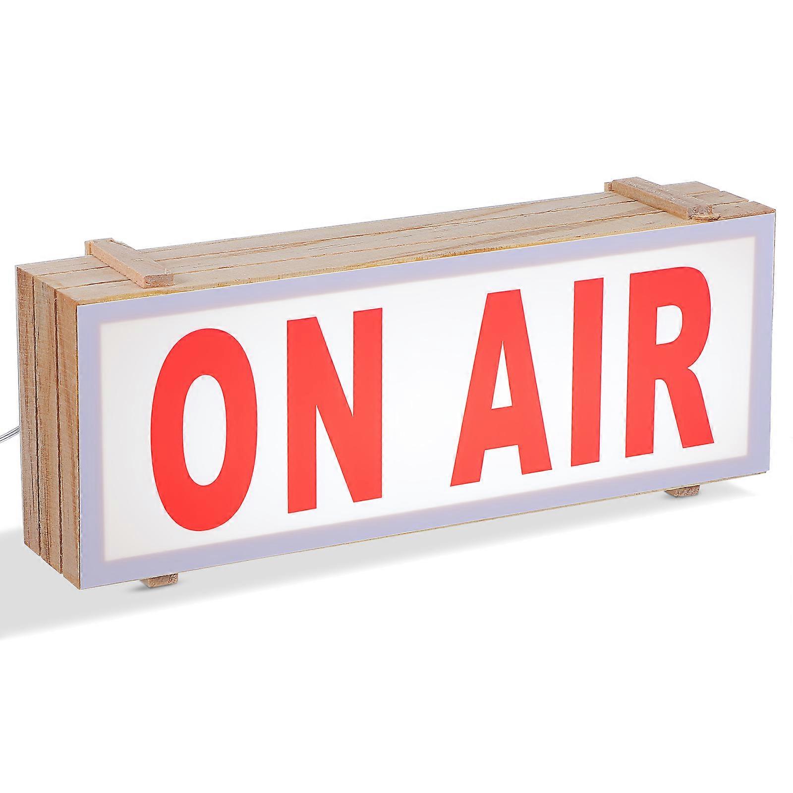 Recording Light Sign Solid Wood LED Light Sign Decor for Desktop Use