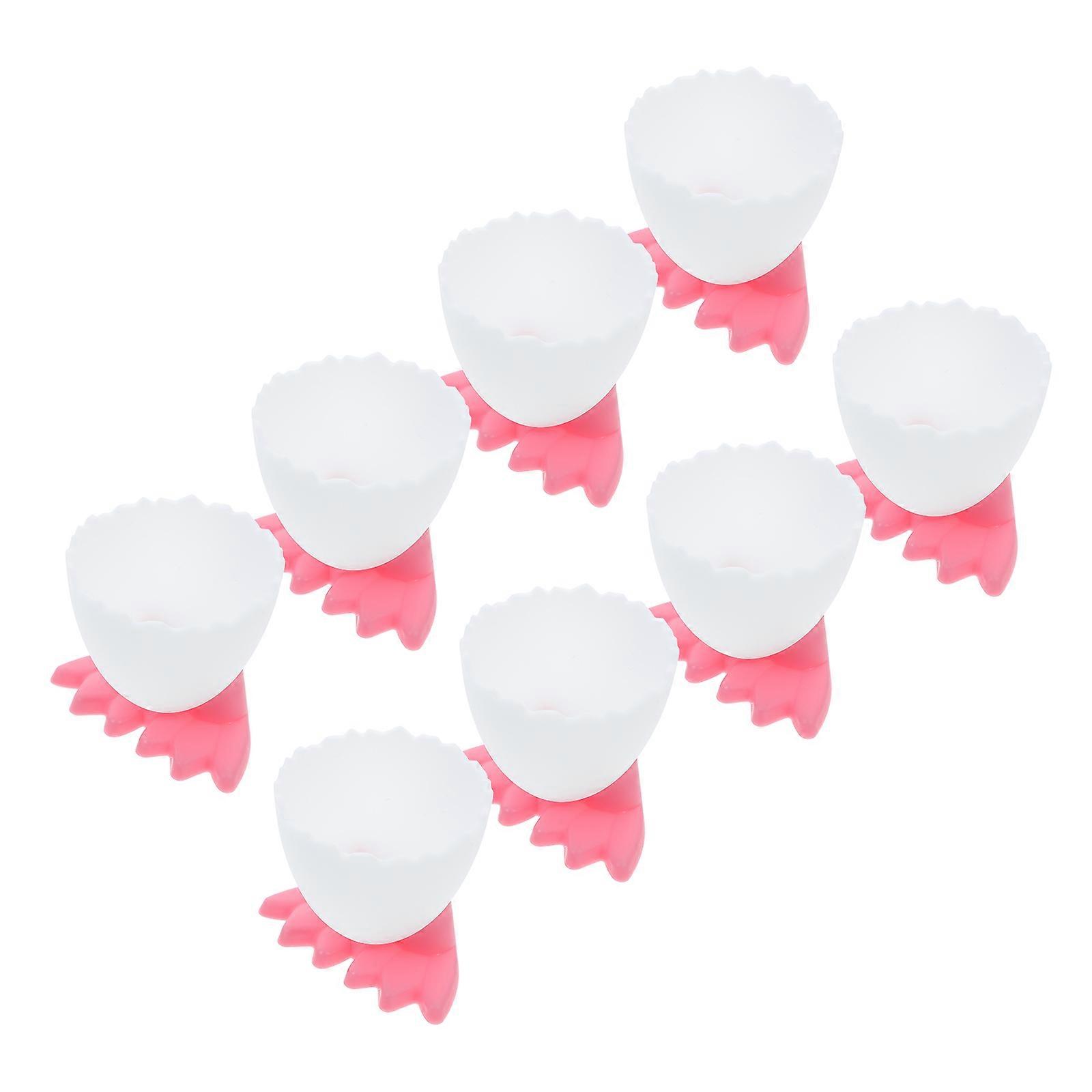 Children's Egg Cups for Easy Cleaning 8Pcs Pink Foot-Shaped Breakfast Set