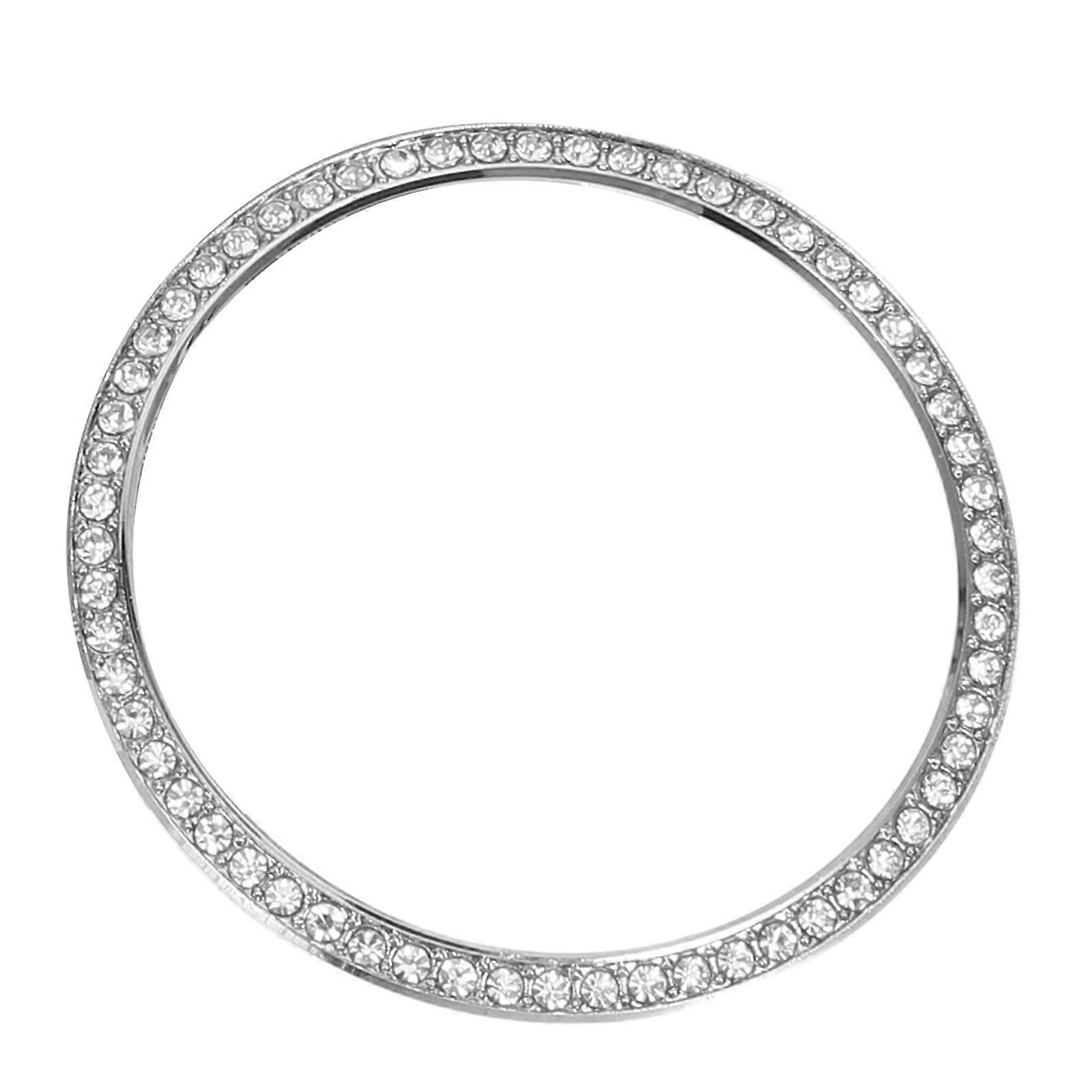 Silver Alloy Diamond-Mounted Bezel Ring for Smart Watch Scratch Protector