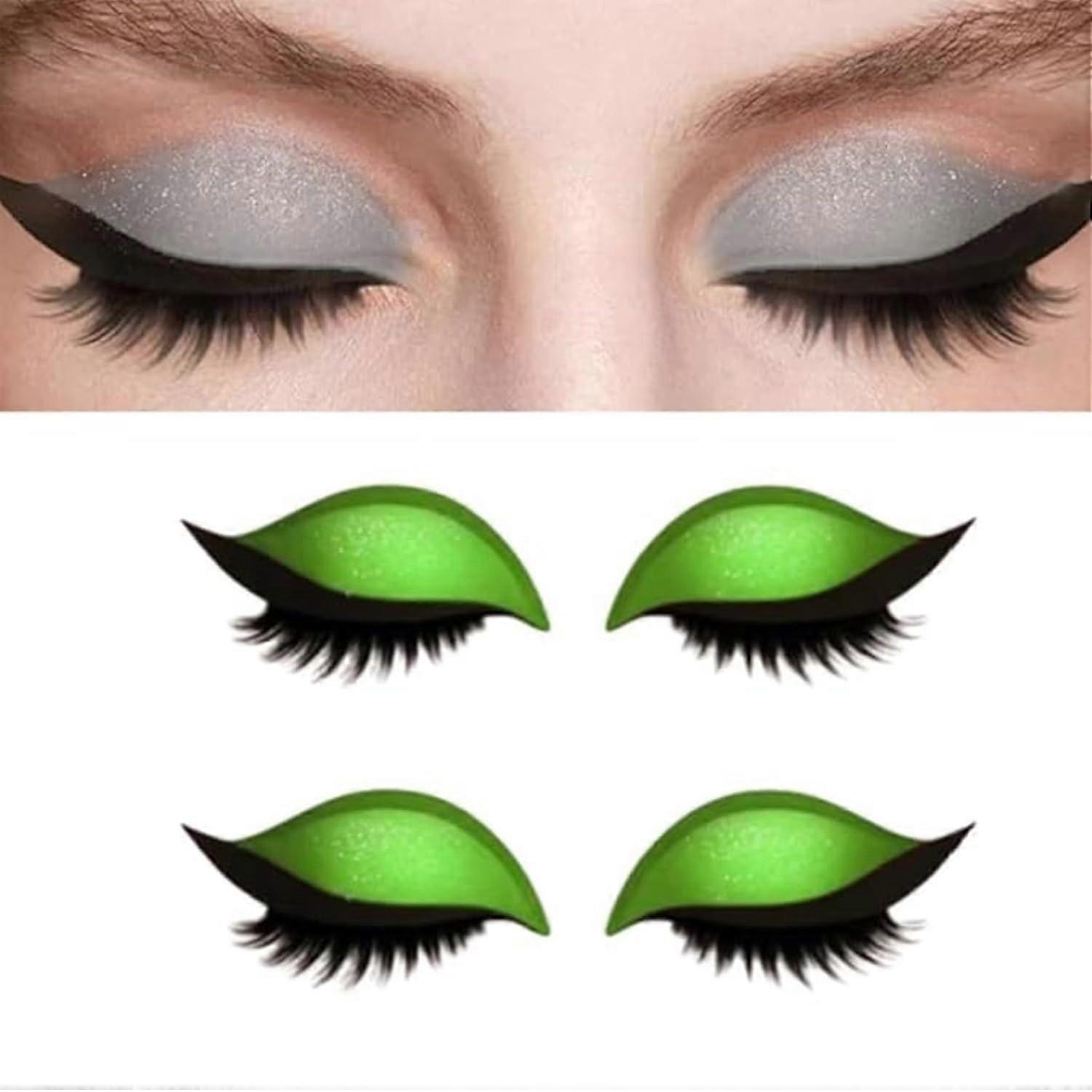 2in1 Eyeshadow and False Eyelash Stickers, Waterproof Reusable Green Eye Makeup Patch