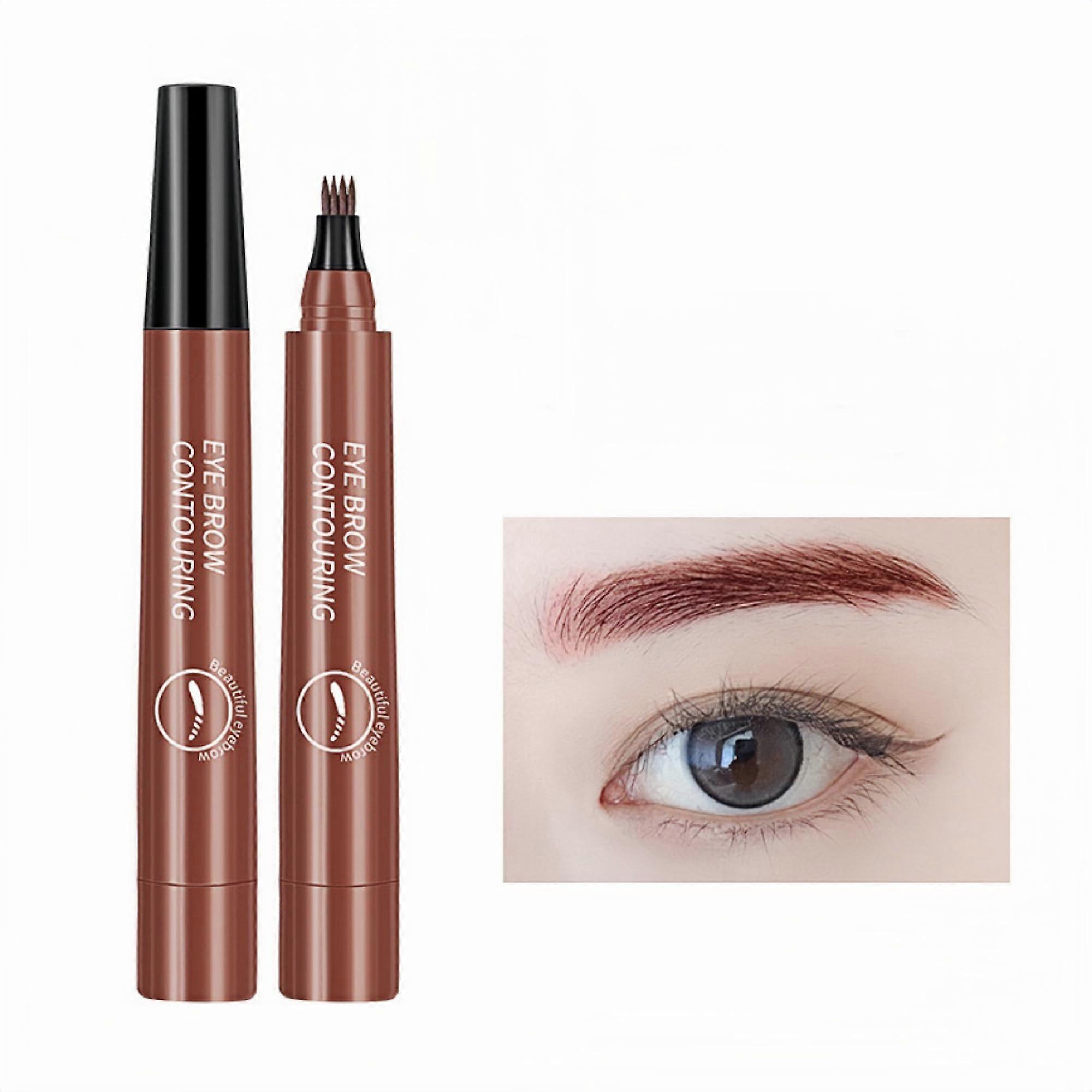 Waterproof Microblading Eyebrow Pencil 4Tip Dark Brown Long Lasting Smudge Proof Natural Strokes