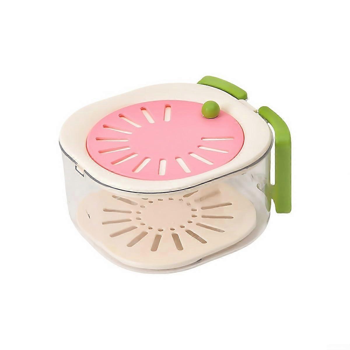 Kitchen Strainer with Rotating Lid for Fast Water Drainage, Foldable Handle Colander Pink