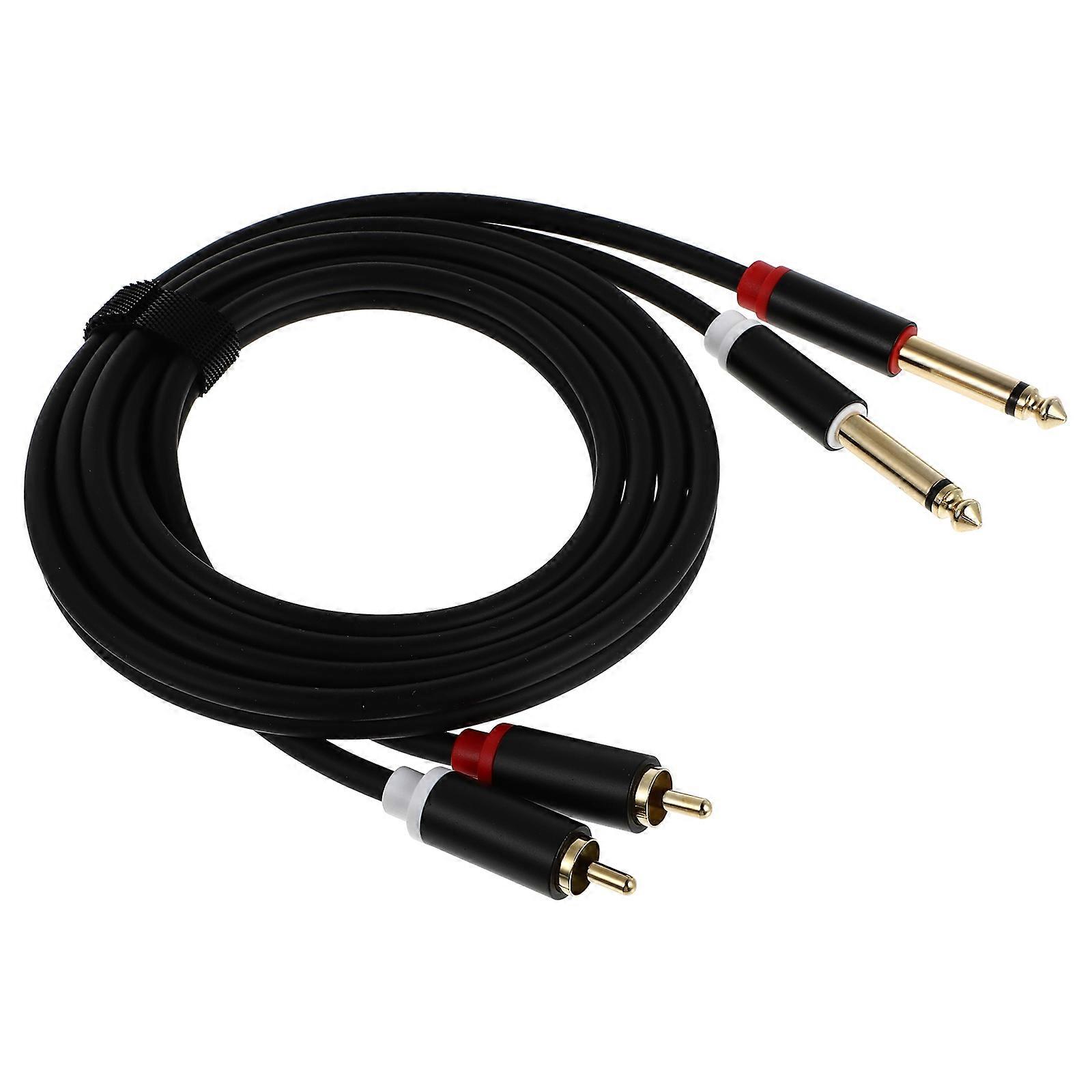 2Pcs Rectangular Audio Cable Designed For General Users Indoor Use Anti-interference Black Audio Connection