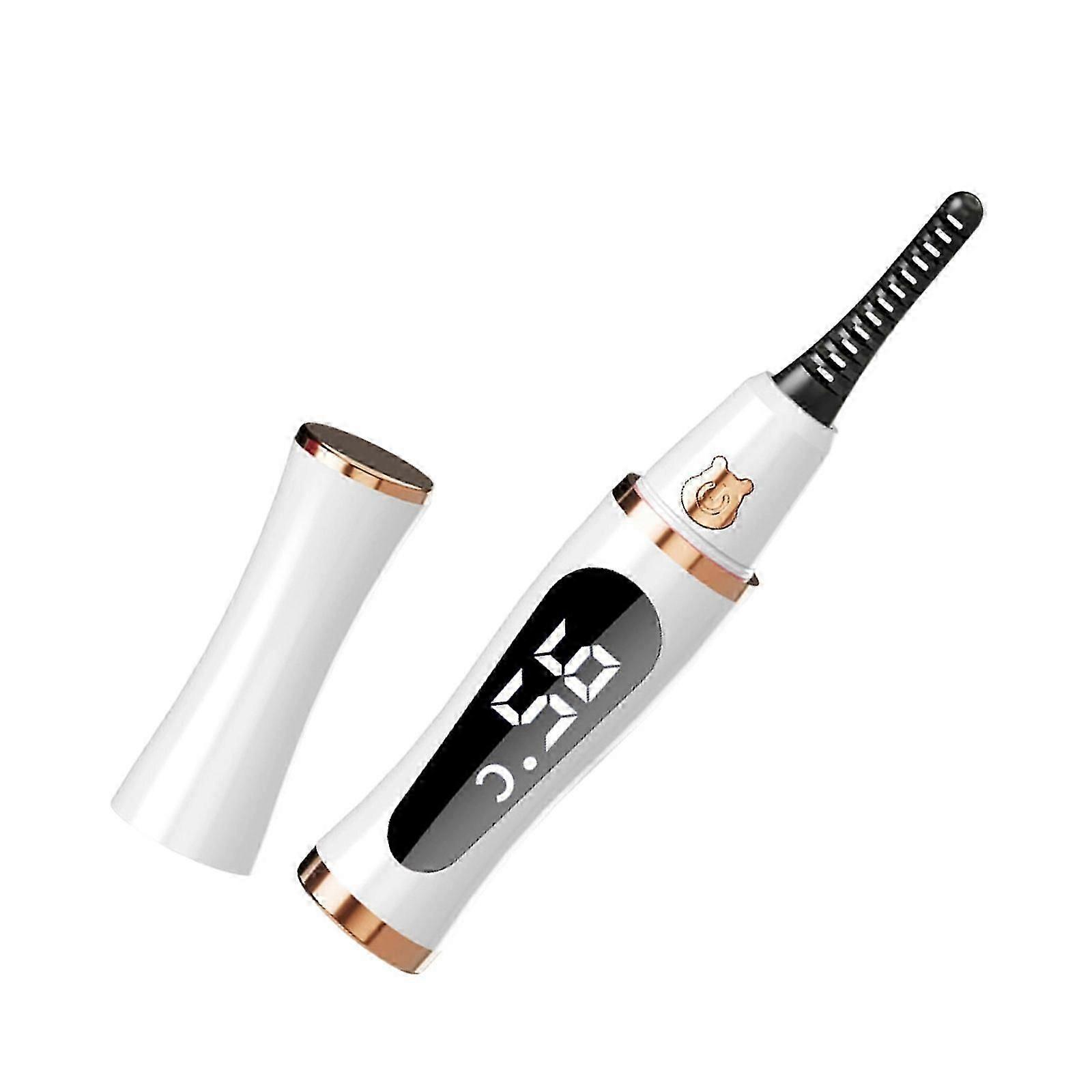 Quick Heating Dense Eyelashes Curler With Safe Thermoregulation For Long Permanent Spirals Travel Friendly Plan White