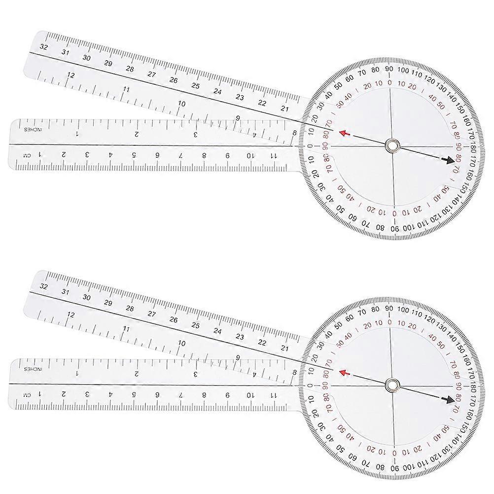 2Pcs Angle Ruler Goniometer Ruler Transparent Angle Ruler Measuring Portable Goniometer Ruler