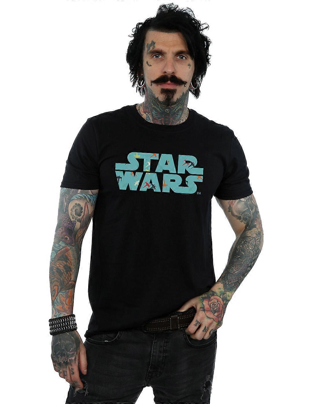 Star Wars Men's Retro X-Wing Pattern Logo T-Shirt