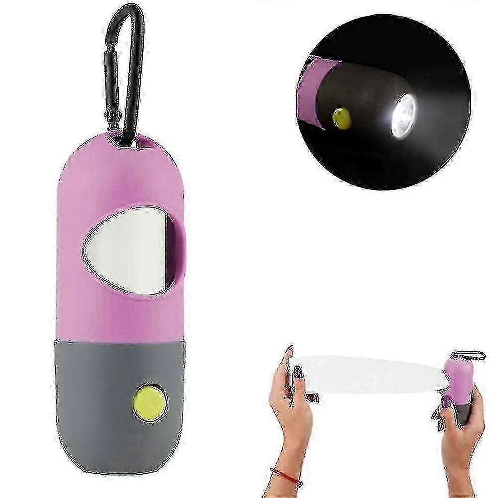 Dog Trash Bag Dispenser With Led Flashlight (pink) Hy