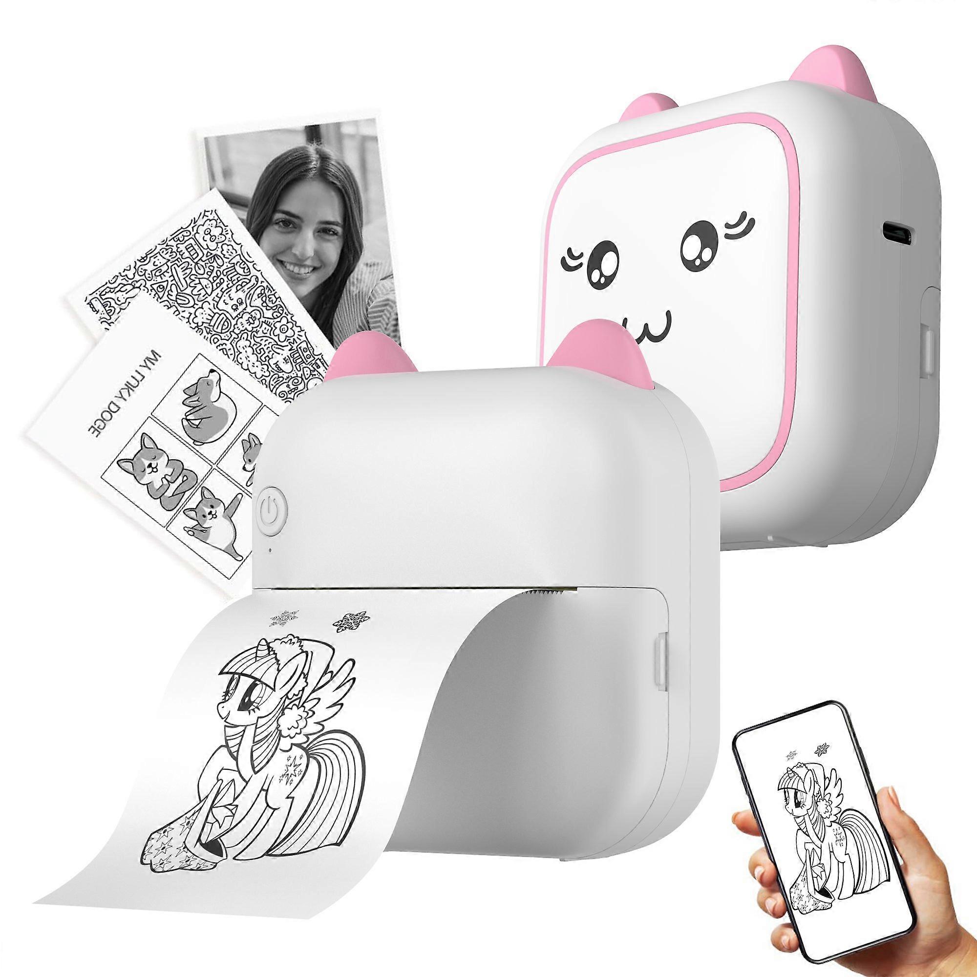 M5 Portable Bluetooth-Compatible Thermal Printer with 1 Roll Printing Paper for Photo Journal Notes 