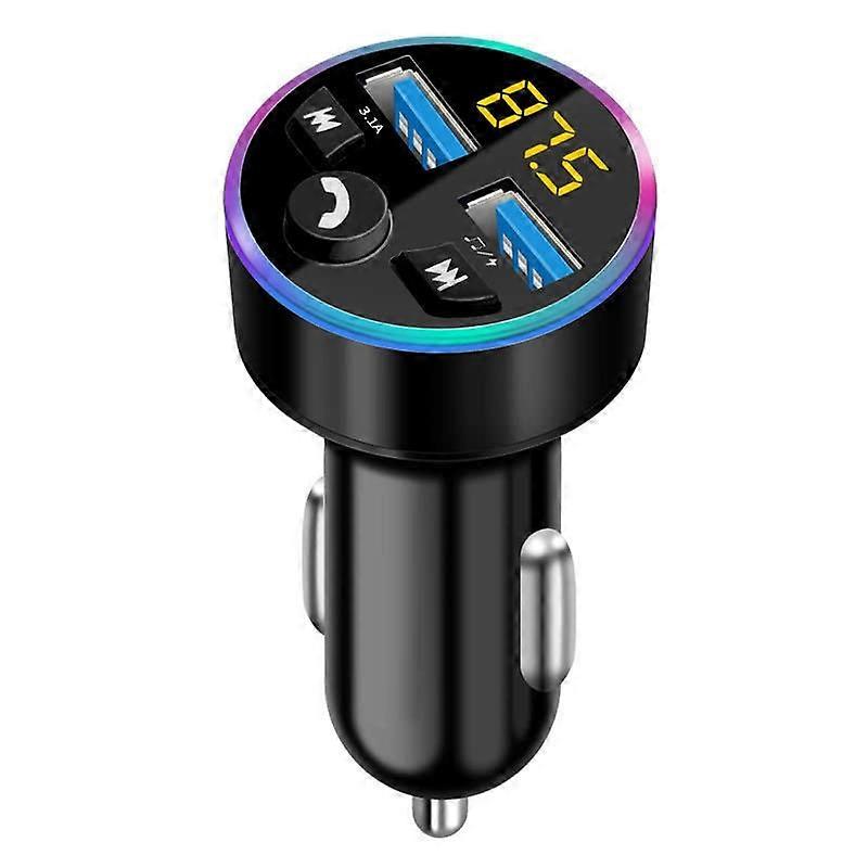 Bluetooth FM Transmitter with Dual USB Fast Charging, LED Display, Hands Car Adapter