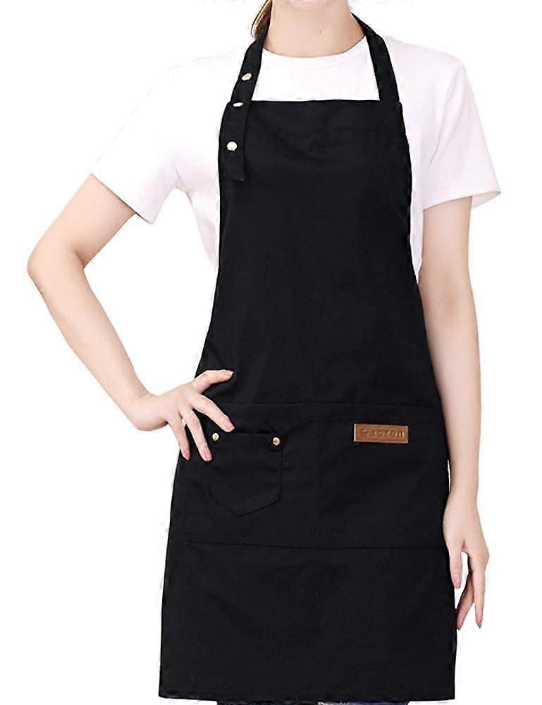 Kitchen Apron Waterproof Canvas with 3 Pockets Adjustable Neck Strap for Chef BBQ Baking