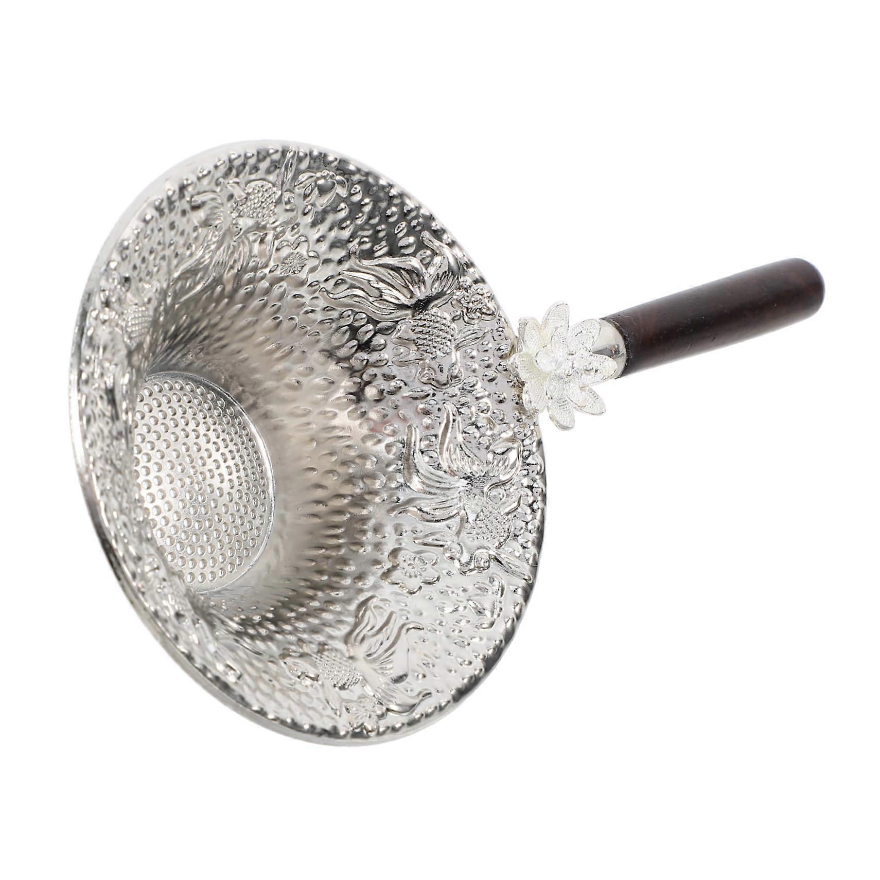 Chinese Tea Strainer with Handle Koi Fish Pattern Fine Mesh Loose Leaf Tea Infuser for Cups and Teapots