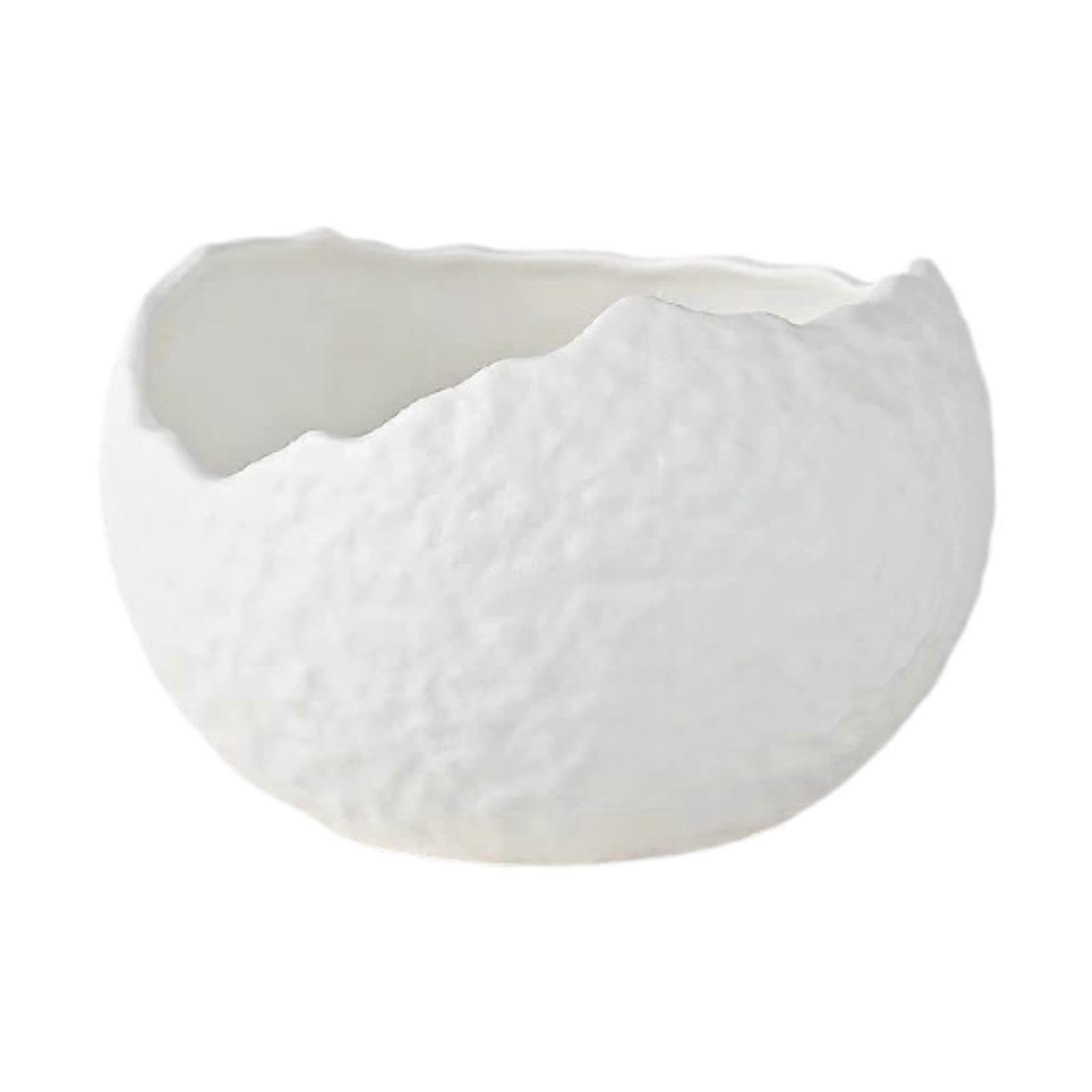 White Matte Ceramic Soup Bowl with Rustic Irregular Rim, Multipurpose Serving Bowl for Home Dining