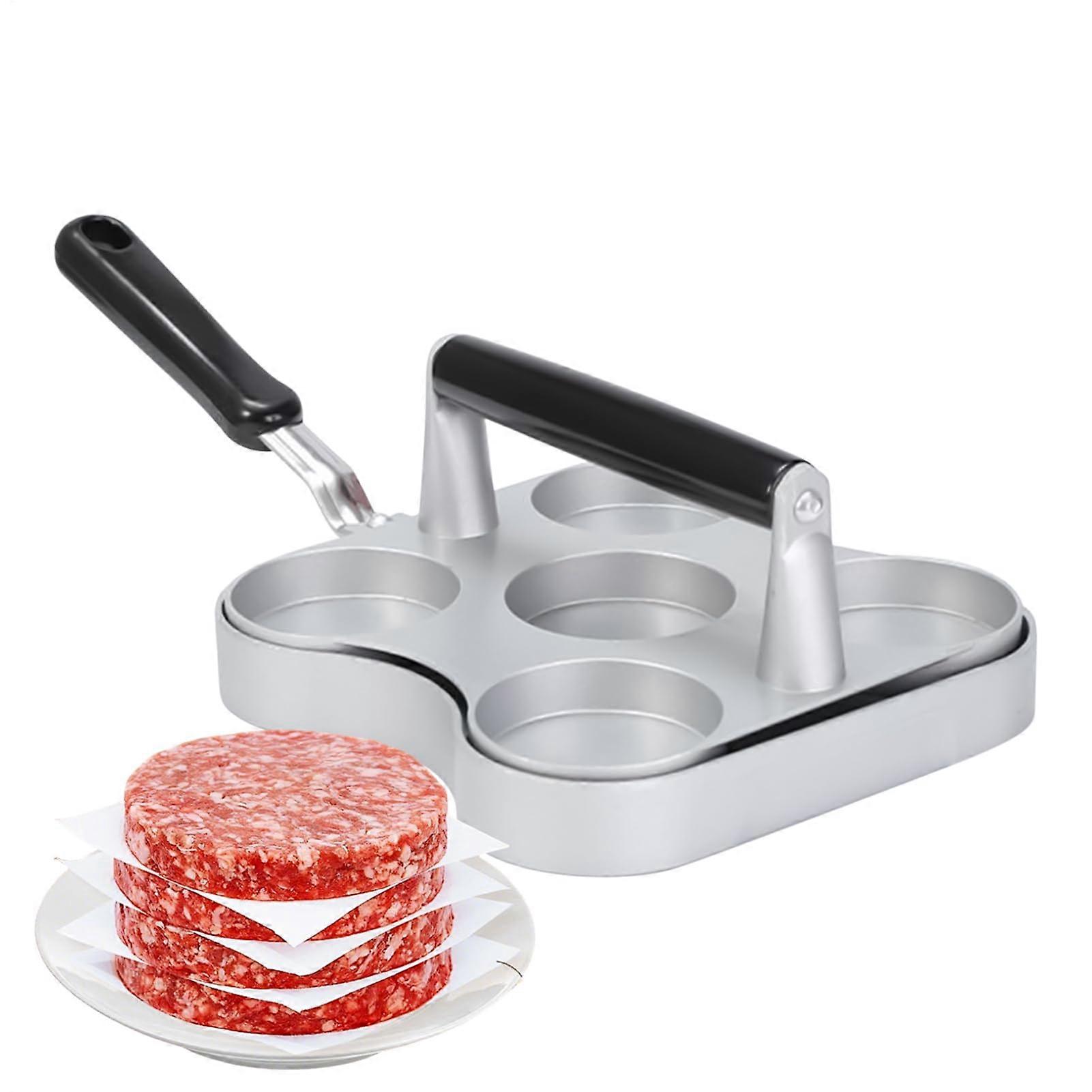 Burger Press NonStick 5 Grid Hamburger Patty Maker for BBQ Kitchen Consistent Patty Shape