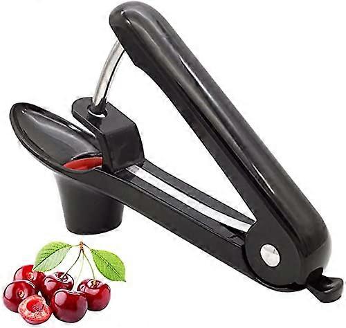 Cherry Pitter Tool with SpaceSaving Lock Design, OneHand Use, NonSlip Handle  Black