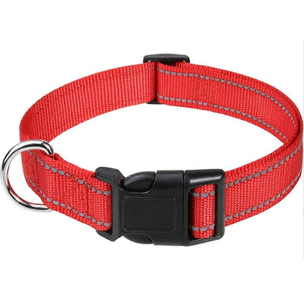 Reflective Nylon Dog Collar Adjustable Medium 3550cm  Visibility for Night Safety