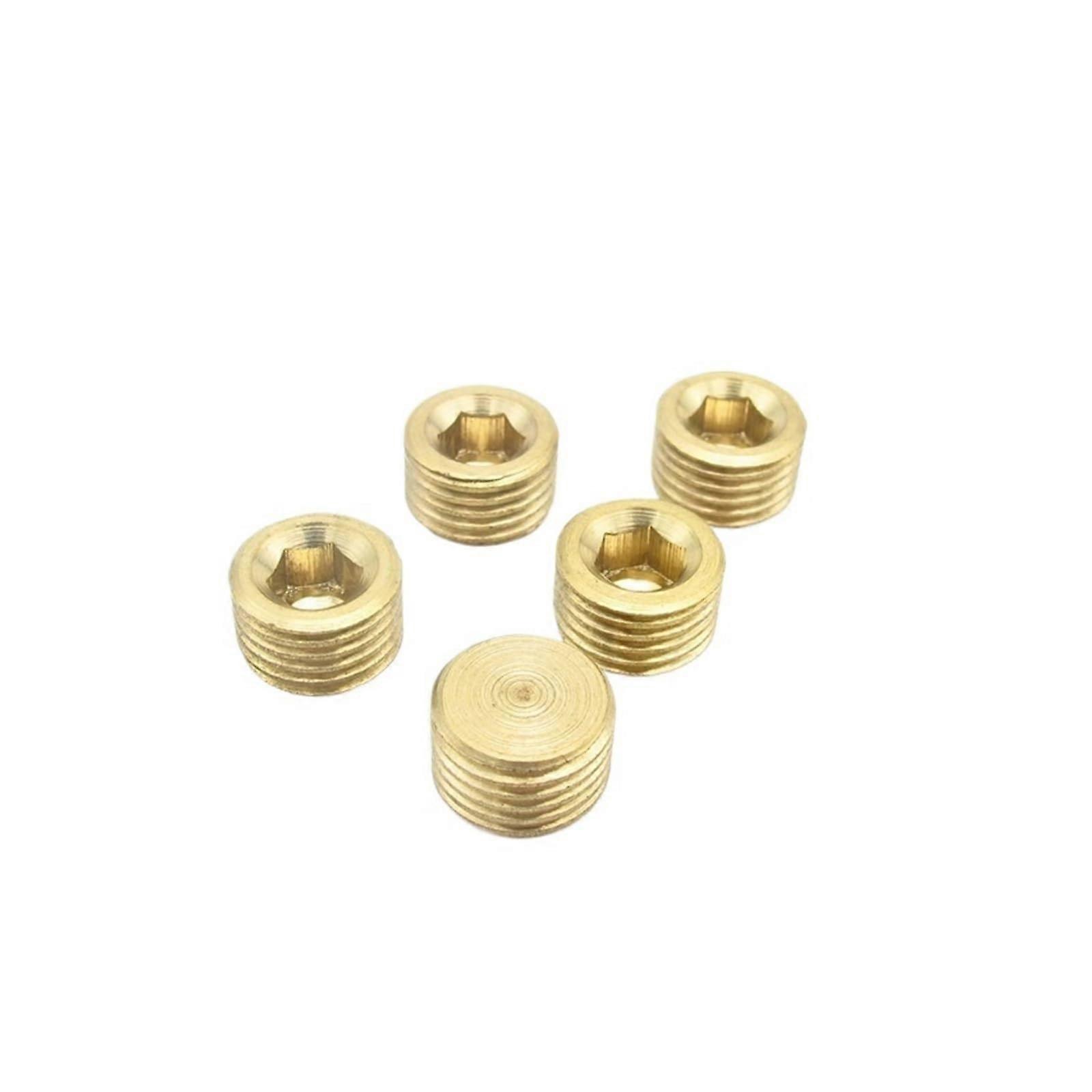 5PCS 1/4 Inch BSP Brass Pipe Fitting Hex Socket End Cap LeakProof CorrosionResistant