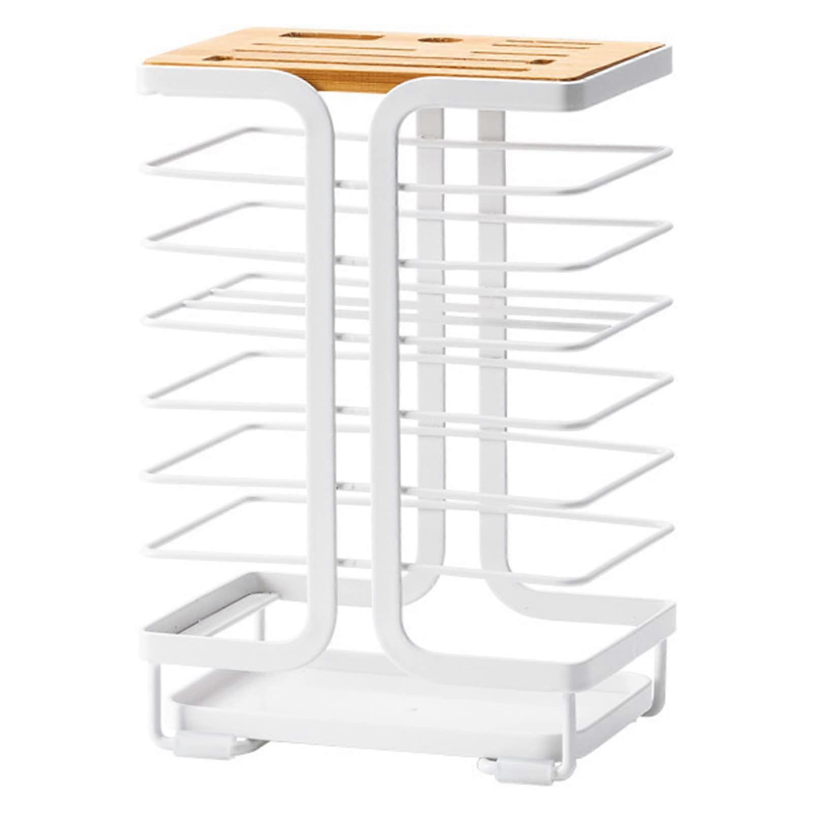 Kitchen Knife Holder with Multi Size Slots, Ventilated Storage Block with Pull Out Drip Tray