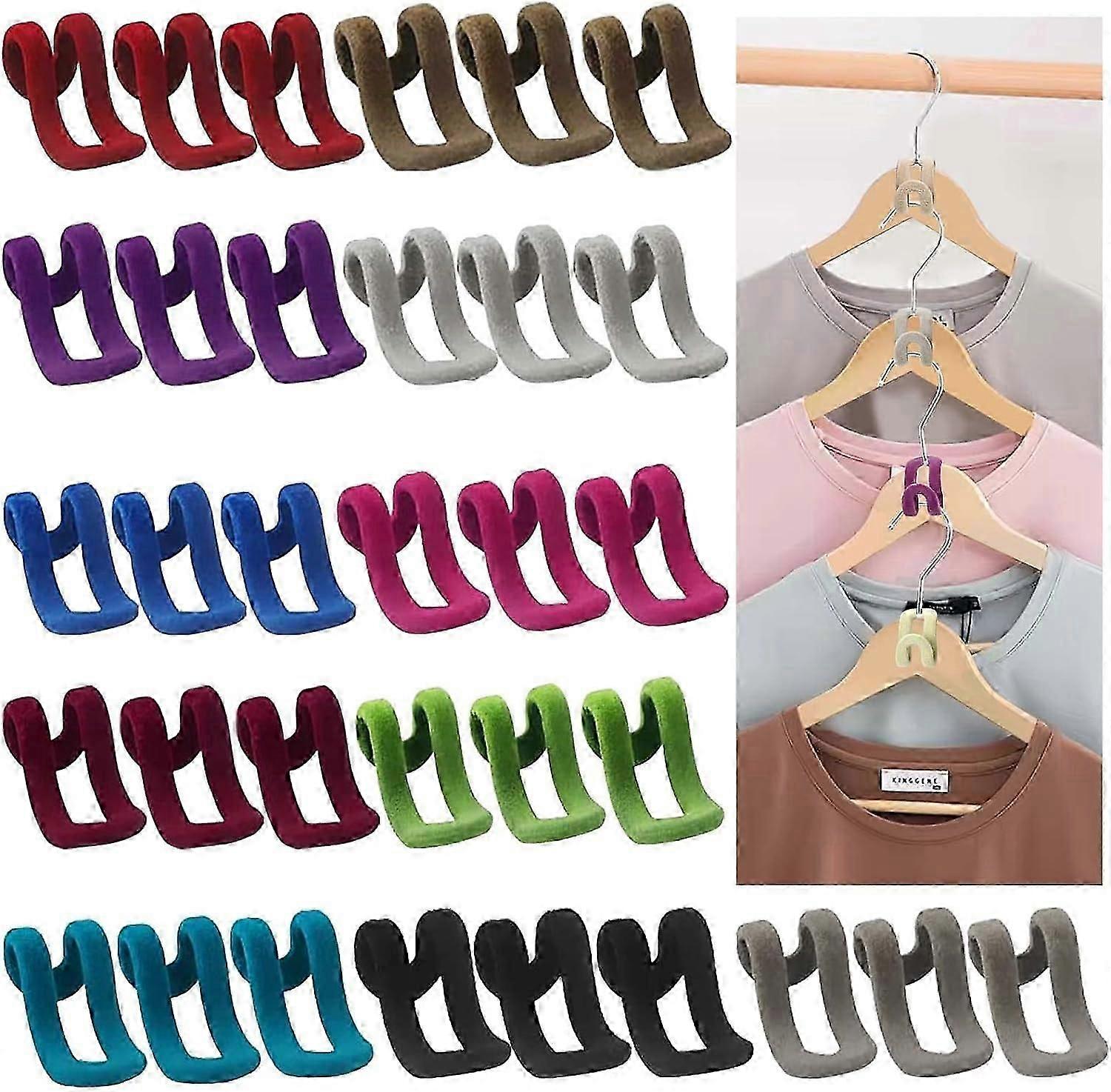 Clothes Hanger Hooks, Space-Saving Non-Slip Flocked Hooks, 33 Pcs