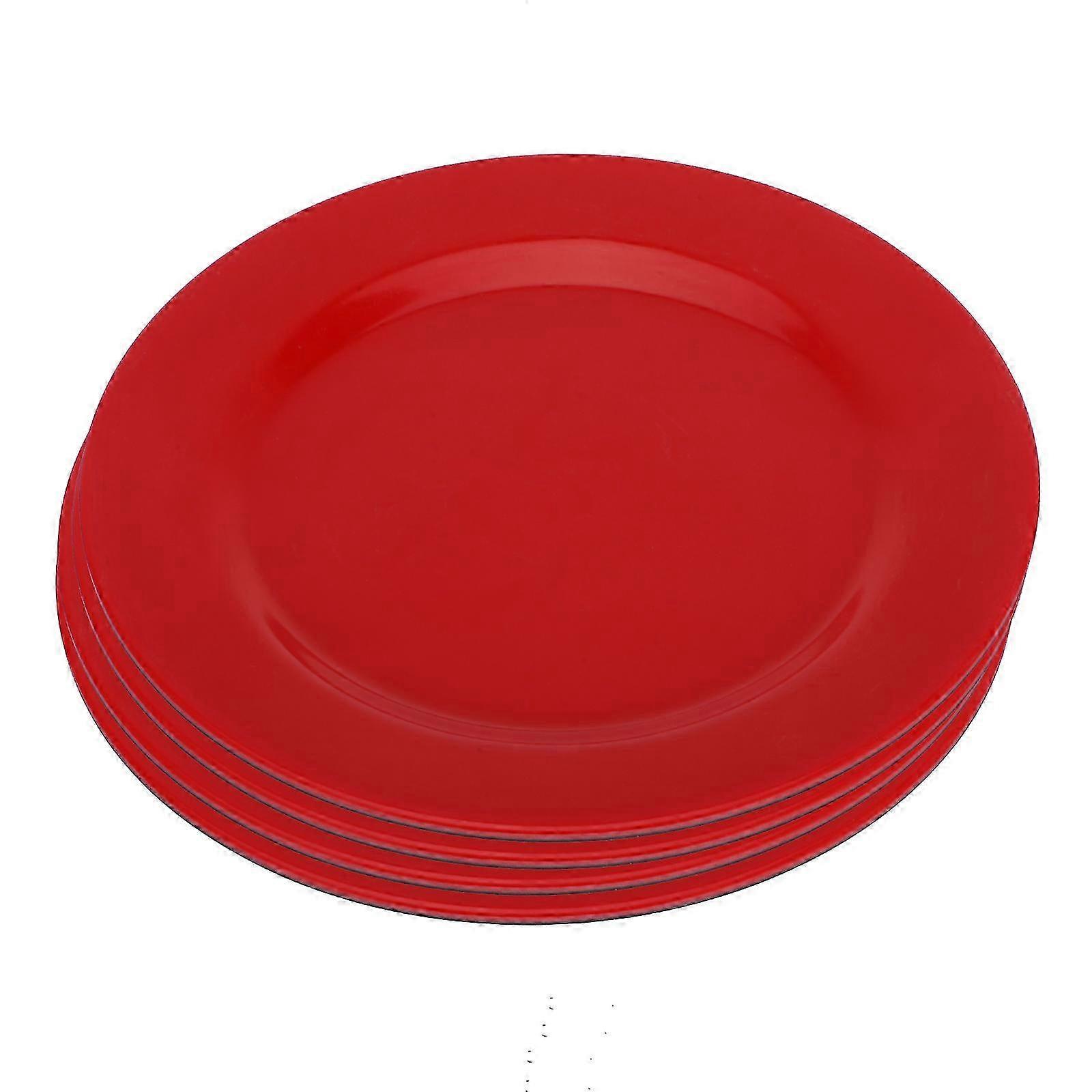 Dining Plates Set for Storage with 4Pcs Red Lightweight Serving Plates