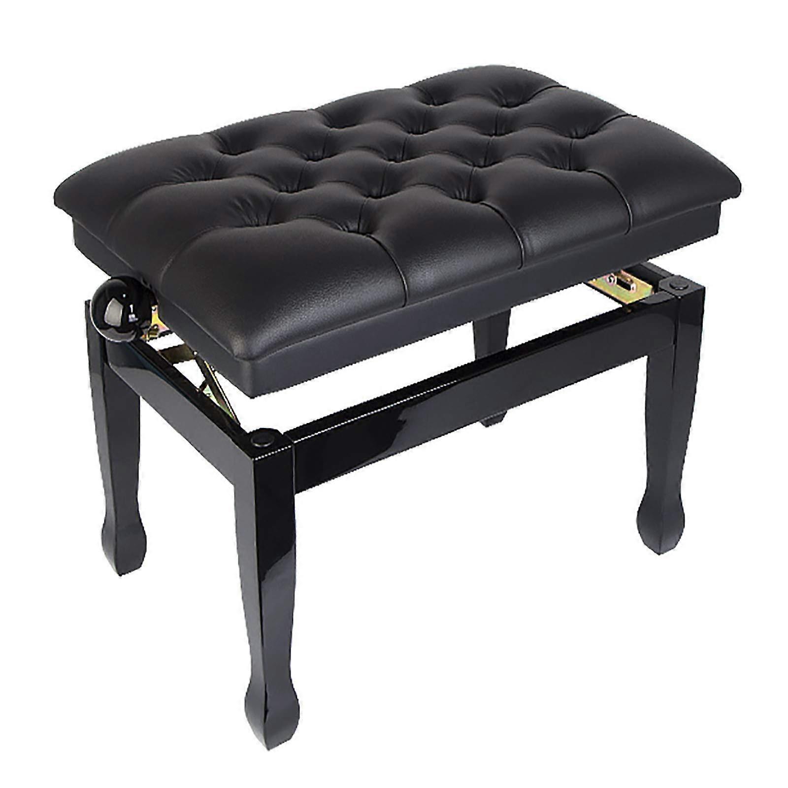 Adjustable Height Piano Bench Black Leather Padded Stool for Keyboard 200KG Load Capacity
