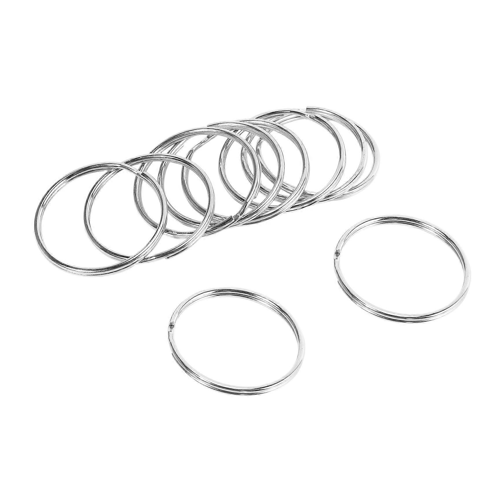 10X 50Mm Keyring Split Ring Set Large Nickel Key Loop Sprung Hoop
