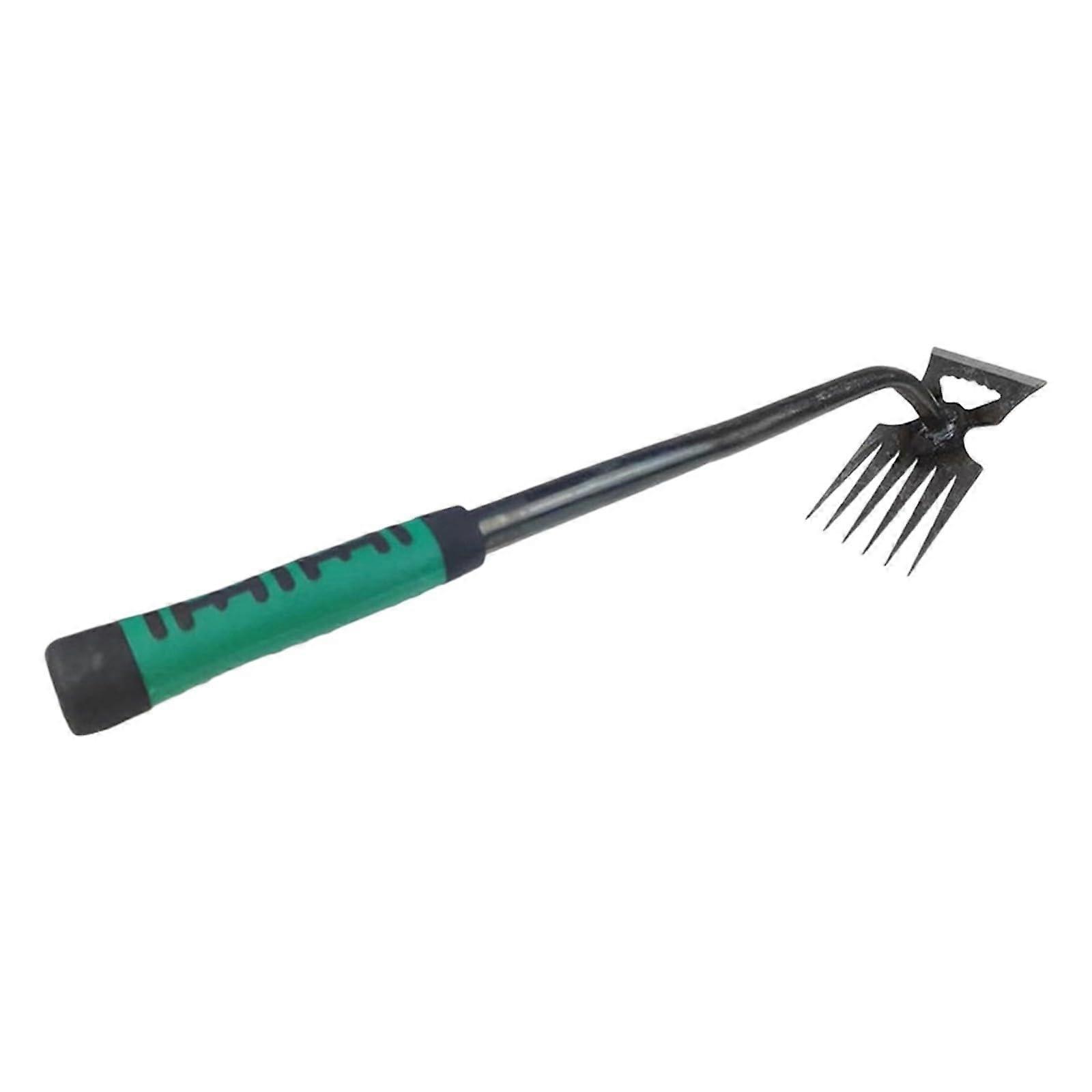 Weed Puller Tool Long Handle 6 Teeth Manganese Steel Garden Weeding Artifact for Yard