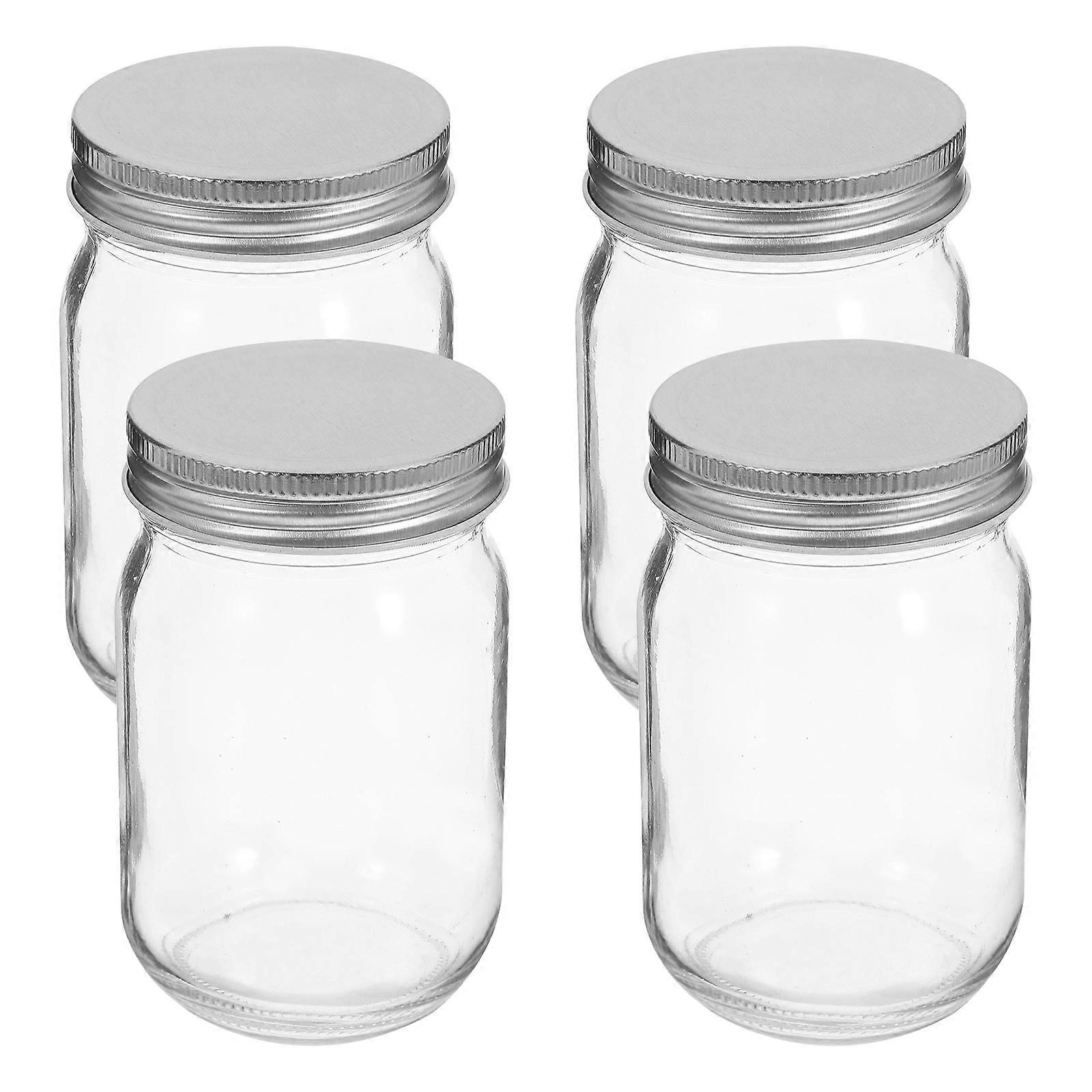 Glass Jam Jars for Kitchen Use 4Pcs with Lids Reusable