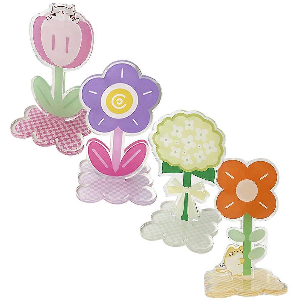 Assorted Color Flower Note Clips Acrylic Message Holder for 4Pcs