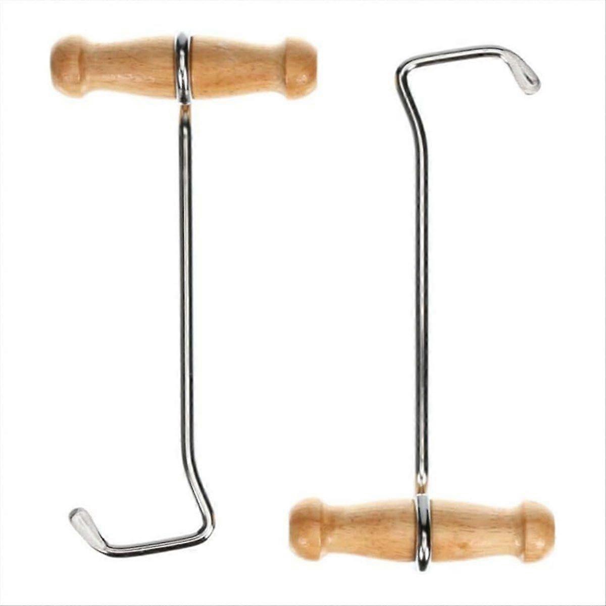 2pack Boot Hooks and Puller for Cowboy Boots, Wood Handles