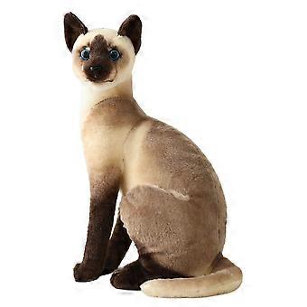 Plush Cat Stuffed Animal, 13.8 inch Realistic Siamese Design, Cute Sitting Kitty Toy Gift