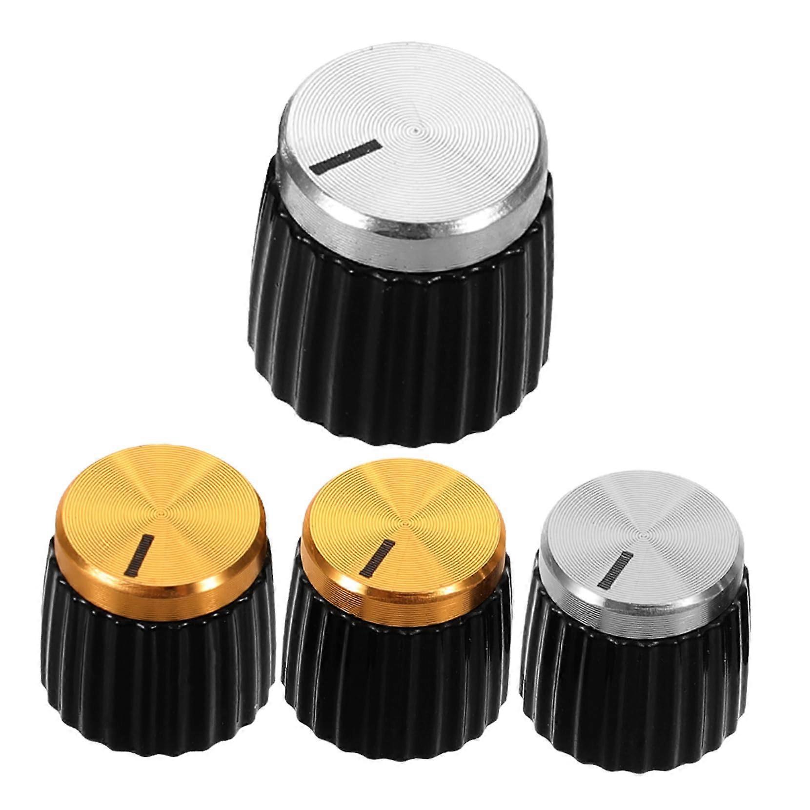 4Pcs Potentiometer Knob Set 16mm Audio Amplifier Control Knobs for Guitar Amp Black Silver Gold