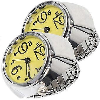 Yellow Ring Watch Creative Quartz Watches for Time Display 2Pcs Set