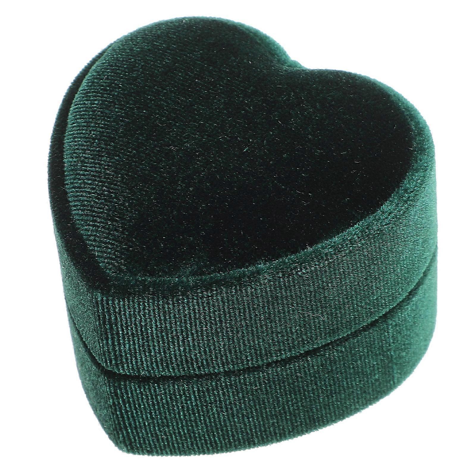 Green Heart Shaped Ring Box for Wedding Ceremony Storage