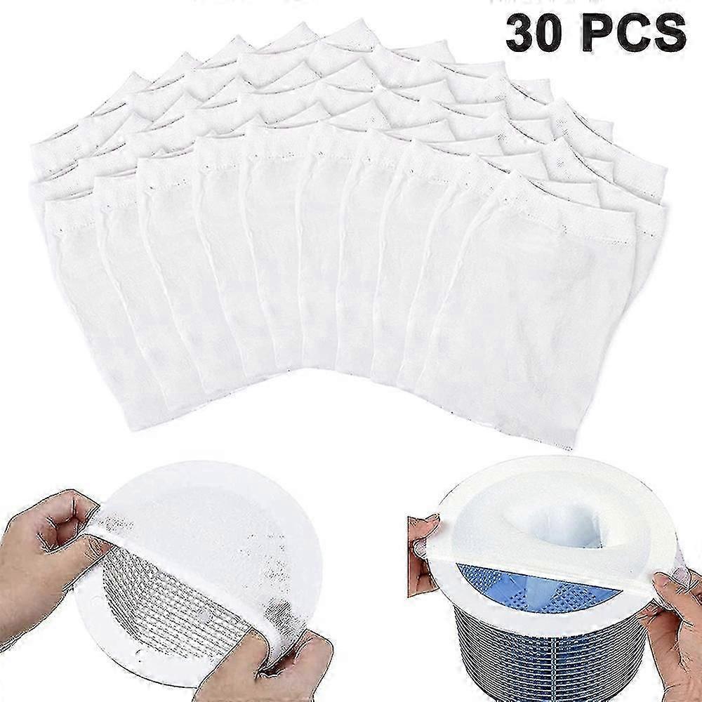 Pool skimmer socks, white pool durable filter, 30 pieces
