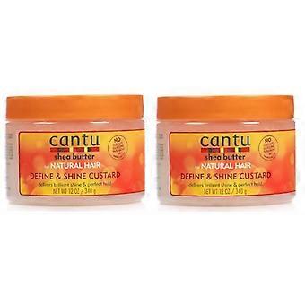 Cantu Natural Hair Define And Shine Custard 12oz Jar (2 Pack)