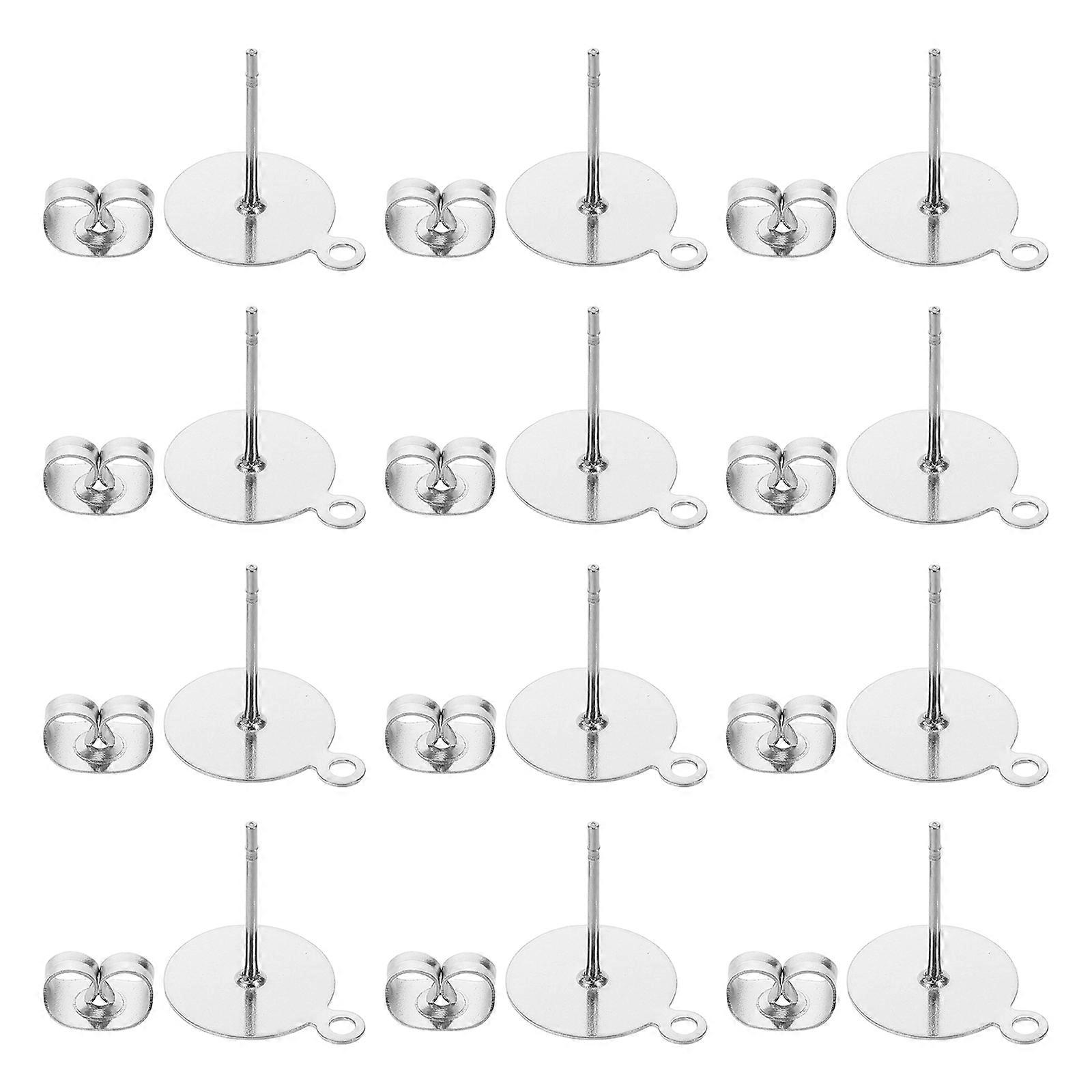 Silver Ear Studs Accessories Flat Round Stud Earring Posts for 100Pcs