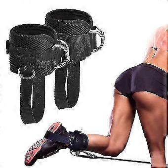2 Pcs Adjustable Ankle Straps for Cable Machine, Gym Ankle Strap with Double D-Ring, Comfortable Fitness Accessory