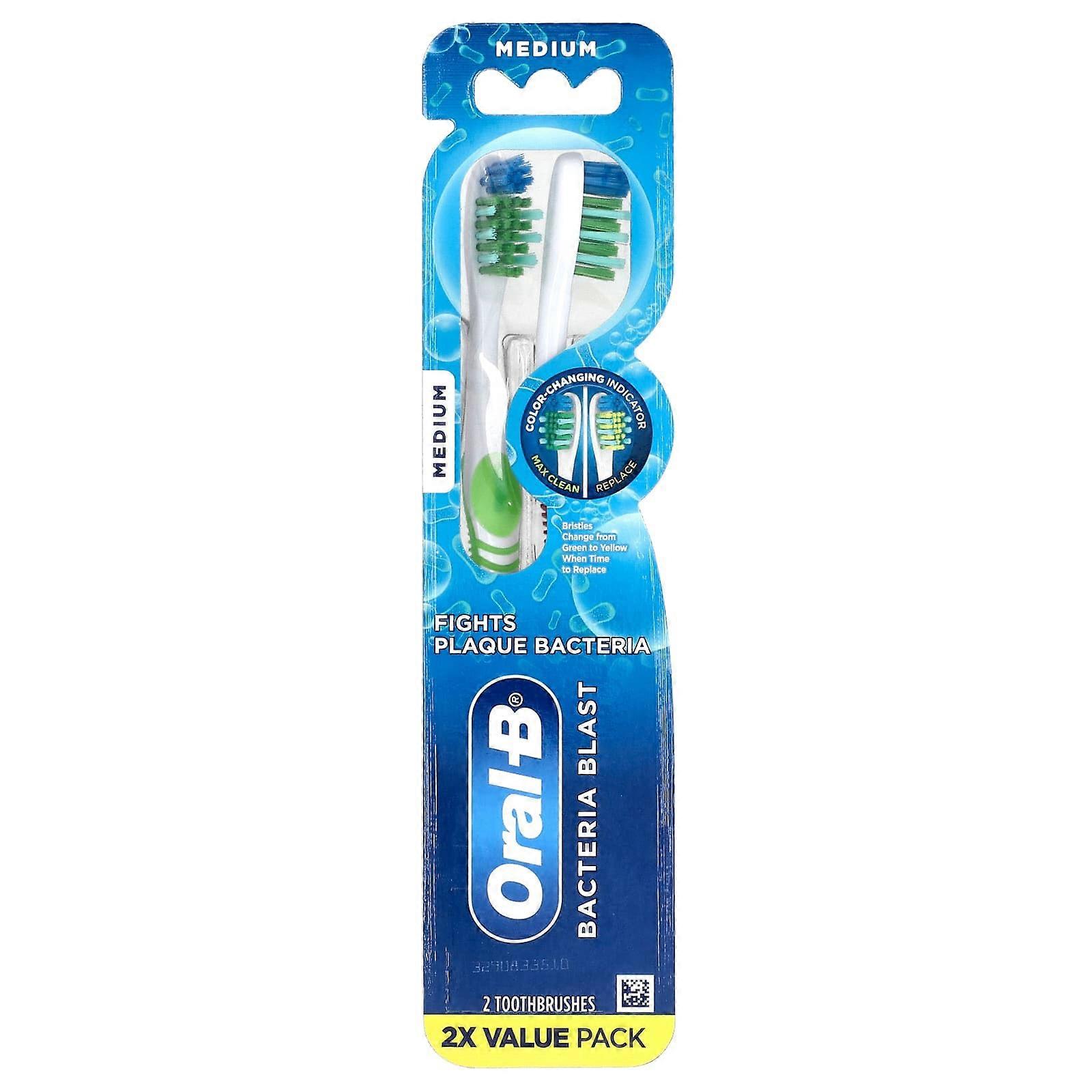 Oral-B, Bacteria Blast Toothbrush, Medium, 2 Toothbrushes, 3-Pack