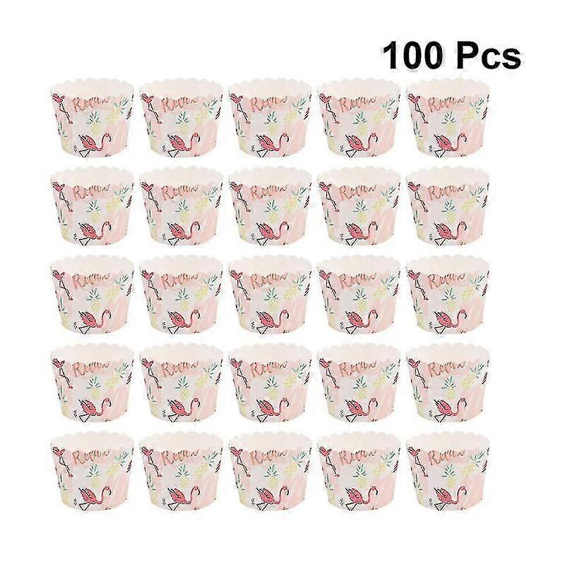 100pcs Colorful Baking Cups Hard Paper Cupcake Containers    (random Layout Pattern)
