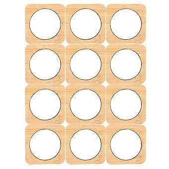 12pcs Pocket Mirror: Compact Mirror Wood Handle Single Side for Touch-up Makeup Shaving Grooming Mini Size for Purse Travel Business Women Men
