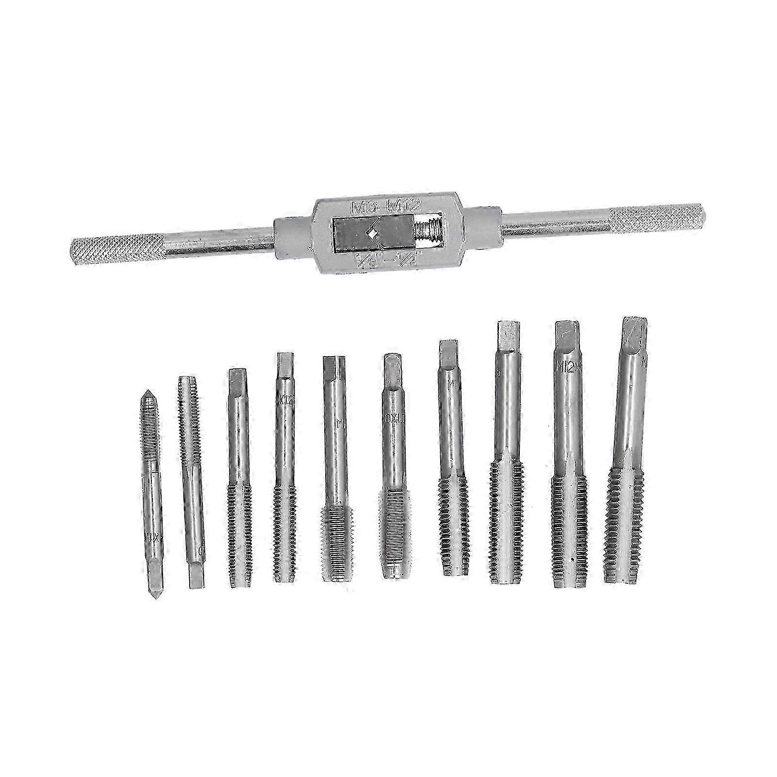 11Pcs Tap Wrench Set Machine Hand Screw Thread Plug with Adjustable Reamer M6~M12 Hardware Tool