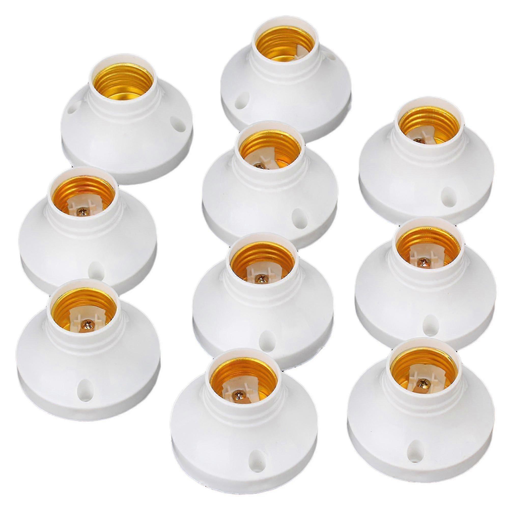 10pcs E27 Round Plastic Socket Holder Base Compatible avec E27 Vis Ampoule Lampe Ac 220V