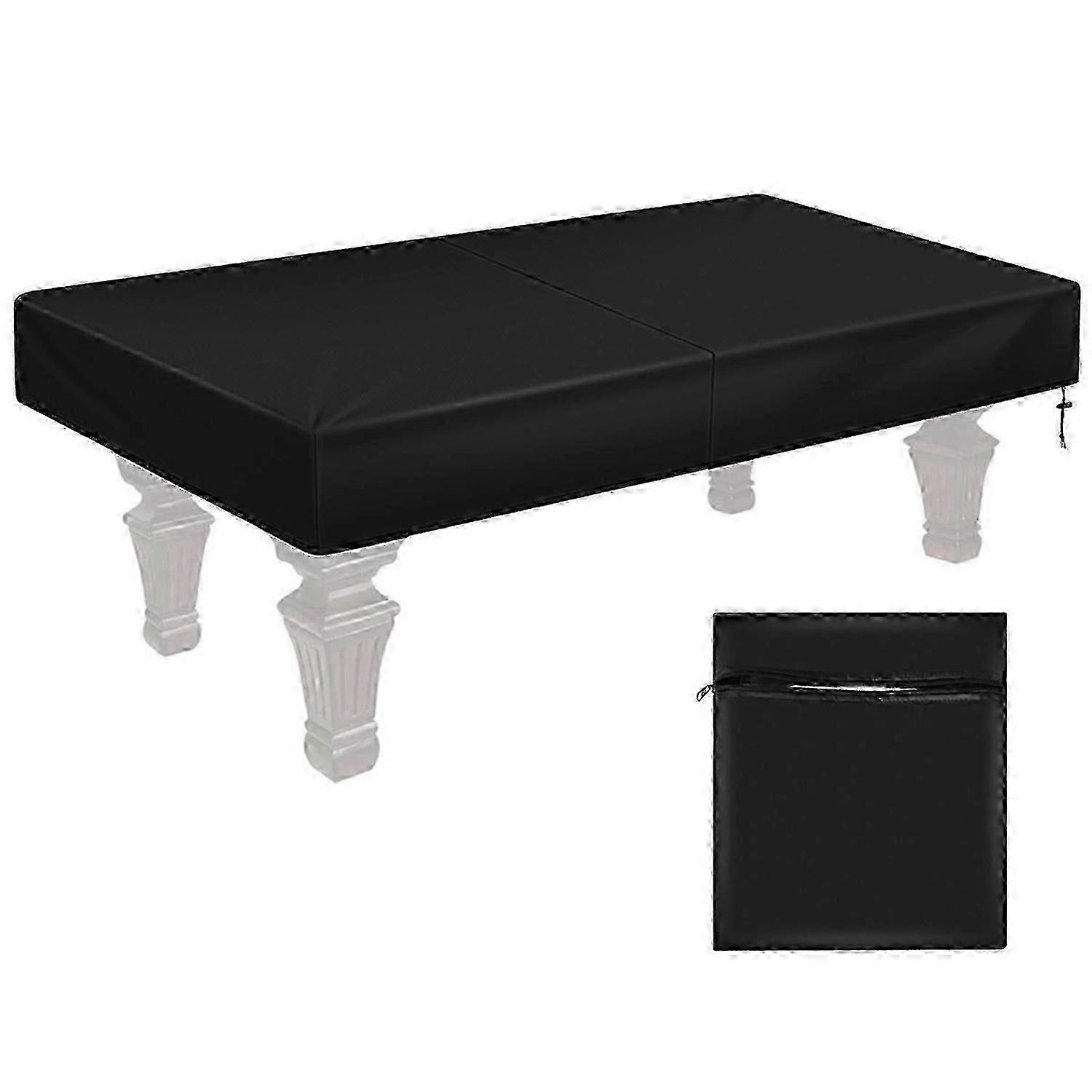 Black 8Ft Waterproof Billiard Pool Table Cover with Drawstring for Rectangular Tables
