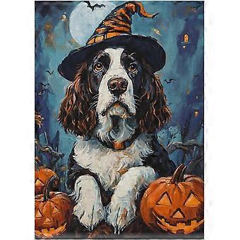 Halloween English Springer Spaniel Jigsaw Puzzle - Pet Pumpkin Costume Portrait for Spaniel Owner SQZ215