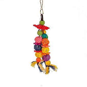 Natural Chewing & Play Standing Rattan Bird Chew Toy, Colorful Parrot & Budgie Cage Swing FASTXM
