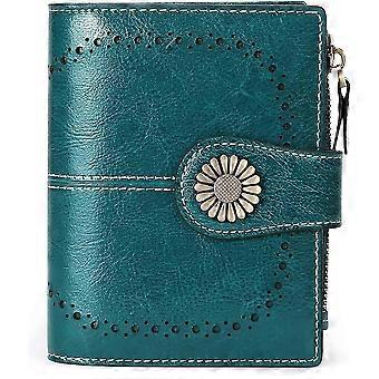 RFID Blocking Short Leather Ladies Wallet Zipper Purse Card Holder