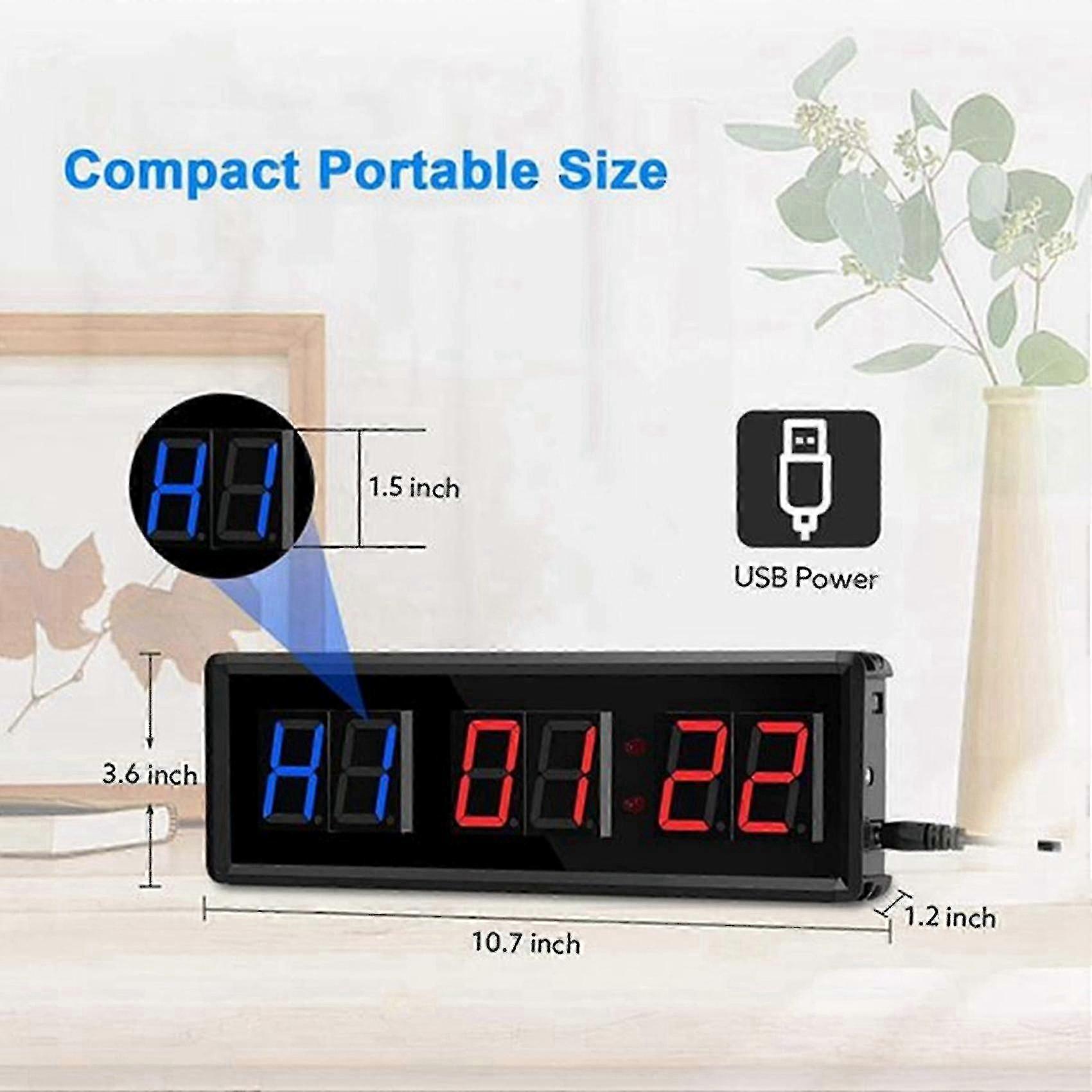 2x Fitness Timer LED Interval Digital Countdown Wall Mounted Gym Clock Up/Down Count