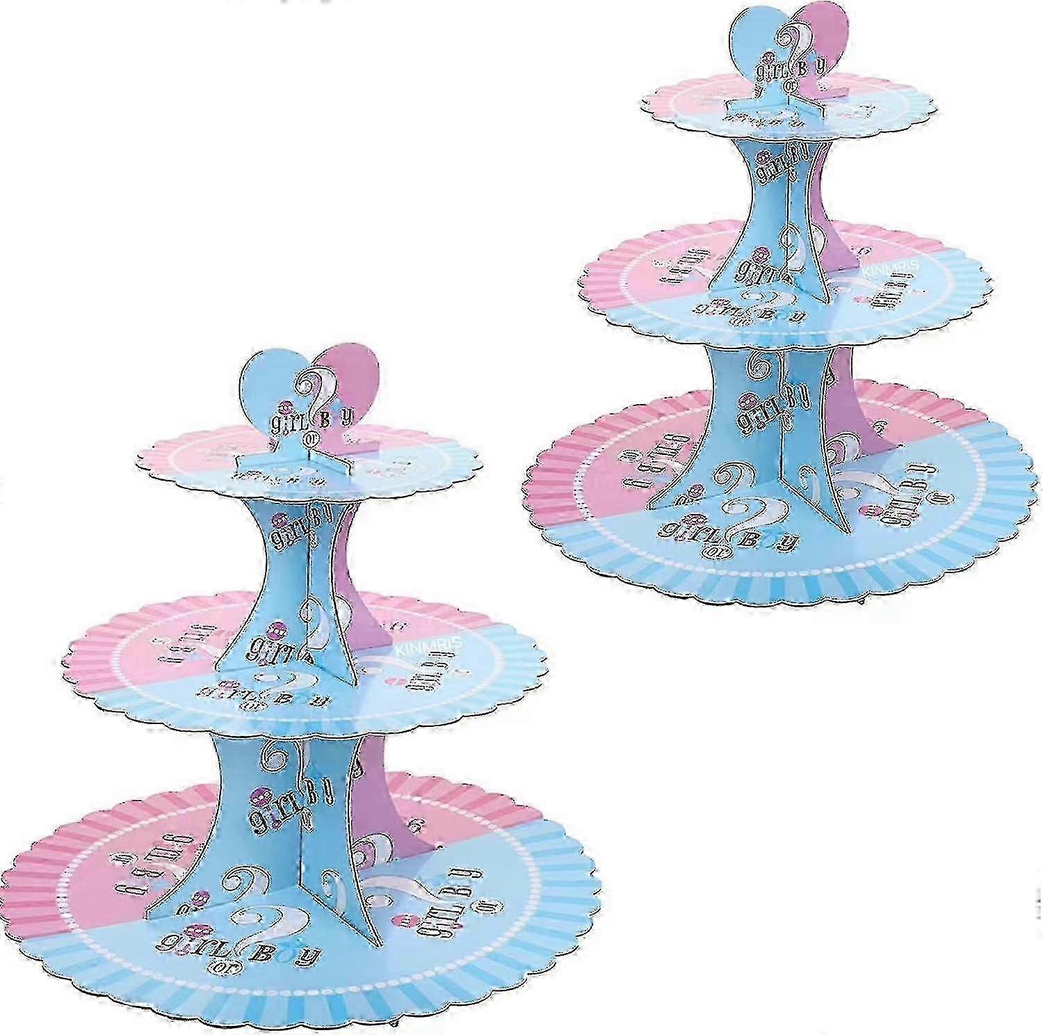 3-Tier Cupcake Stand for Birthday Party with Lace Edge, 2 Pack