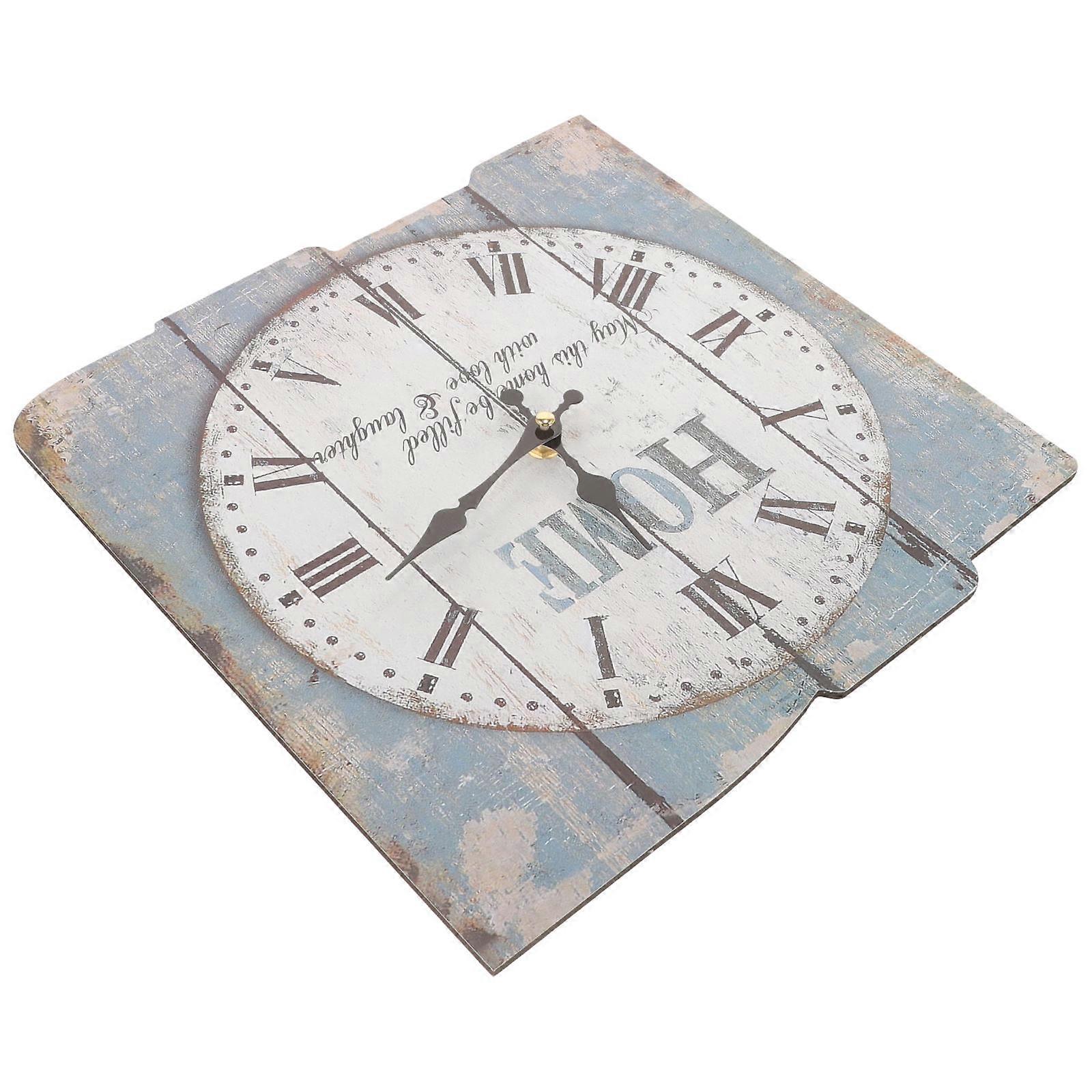 Assorted Color Wooden Clock for Decor Square Rustic Battery Operated