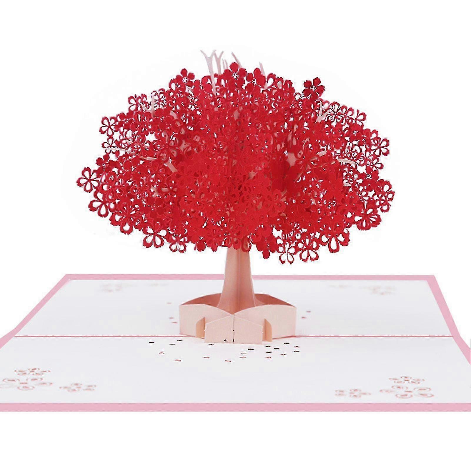 Red Sakura Tree 3D Pop Up Card